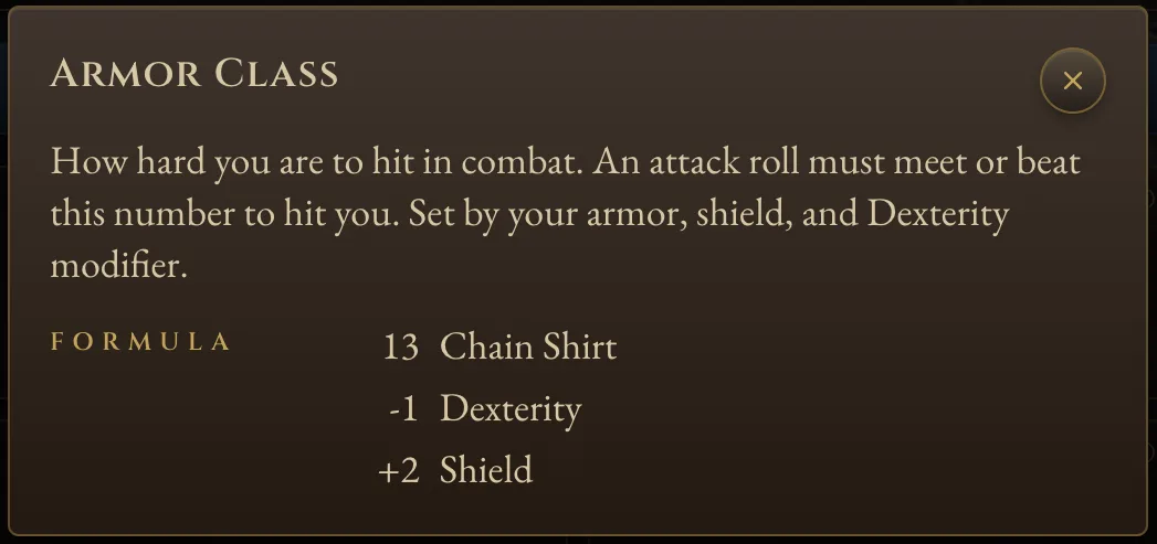 Armor Class explained, with its formula broken down by source