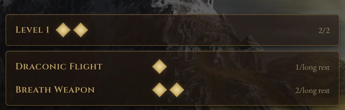 Spell slot runes for levels one through three